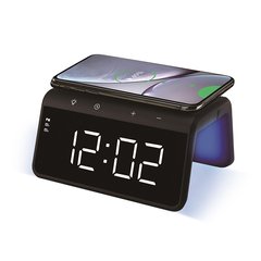 Годинник з бездротовою зарядкою Wake Up, TM TEG, Черный